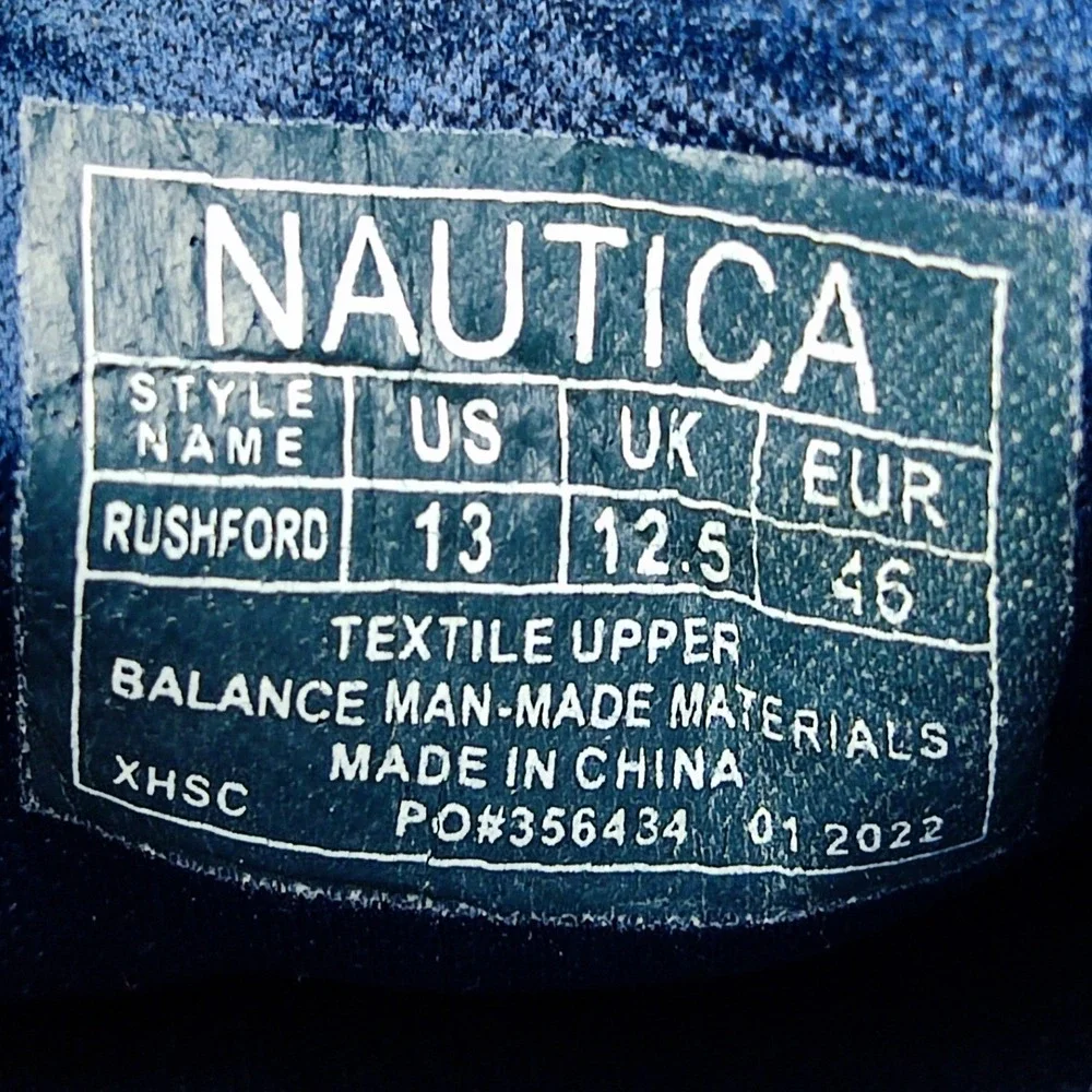 Nautica Loafers Mens 13 Blue Rushford Boat Shoes Textile Slip On Casual Comfort